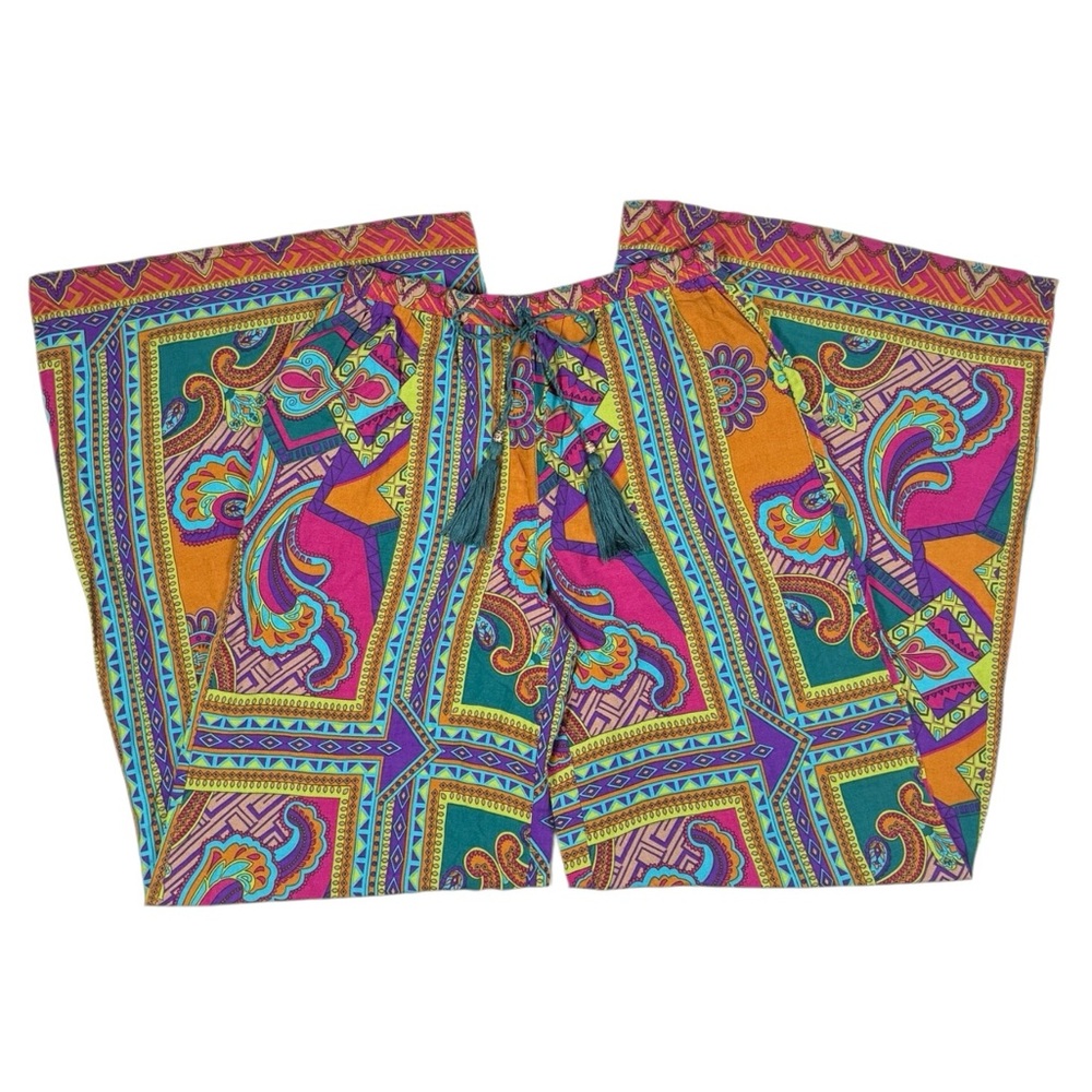 Flying Tomato | Boho Colorful Flowy Wide Leg Pants Size Small